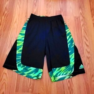 Mens (LG) Black/Lime Green Adidas Basketball Shorts